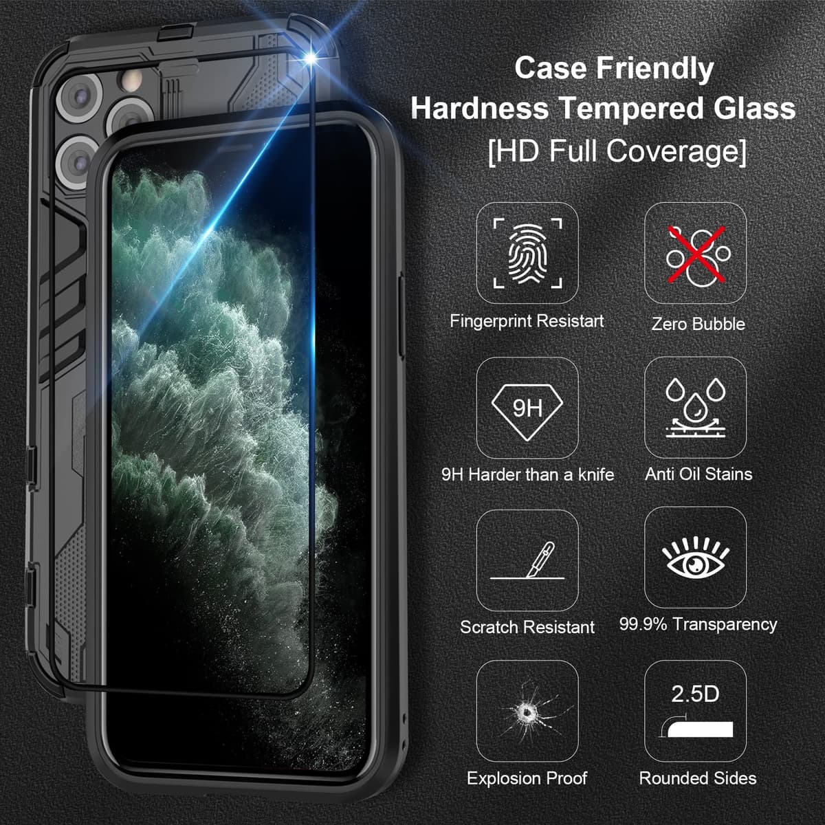 Funda para CMF Phone 2 Pro, Carcasa Antigolpes con Soporte anular metálico, Case Protectora de Grado Militar, Negro — view 370
