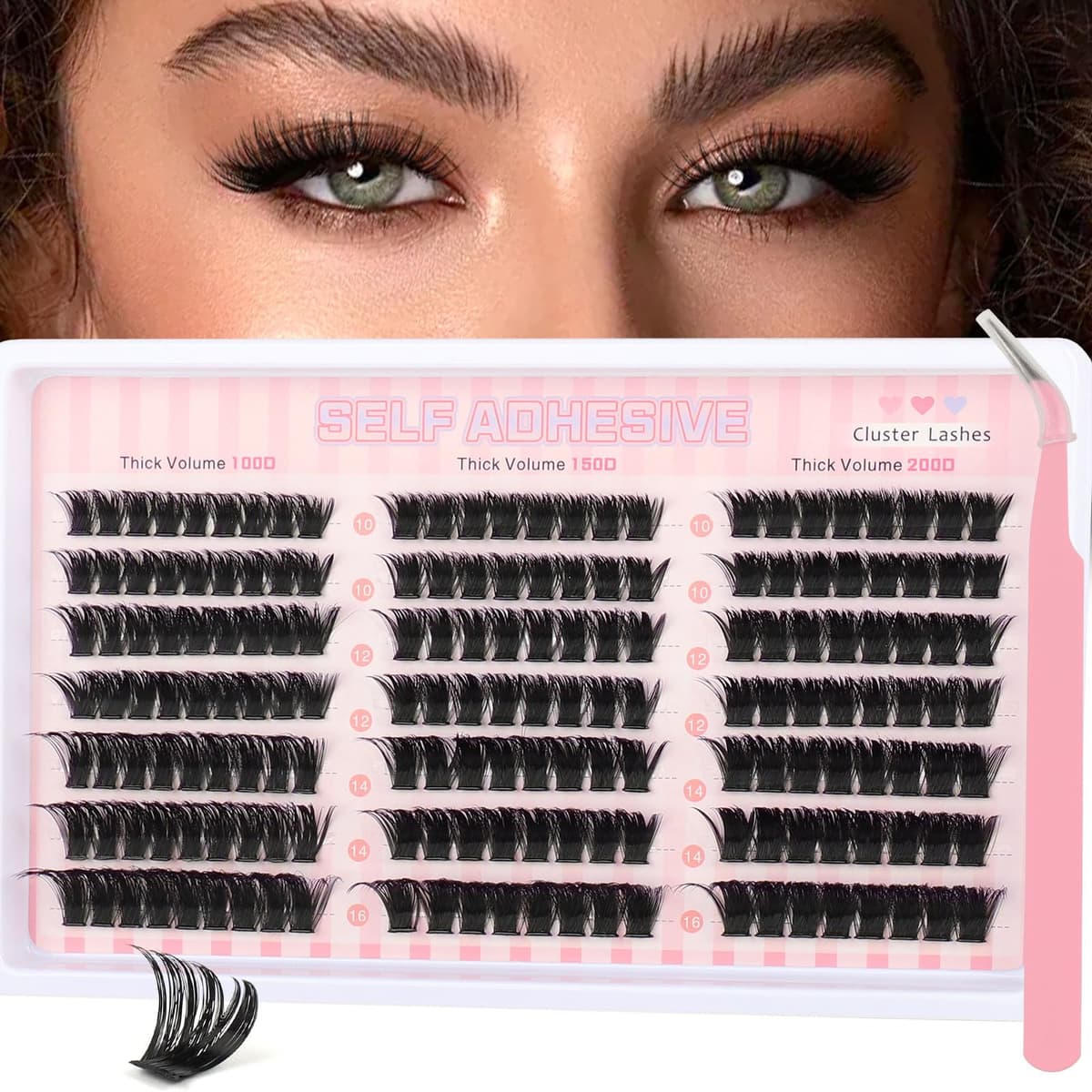 Sixstarhair Eyelashes Individual Kit Wispy Cluster Lashes with Lash Glue and Remover, Tweezers, Natural Individual Lashes Kit 448Pcs DIY Eyelash Extension Kit 4 Styles Lash Clusters Book 10-16mm — view 9