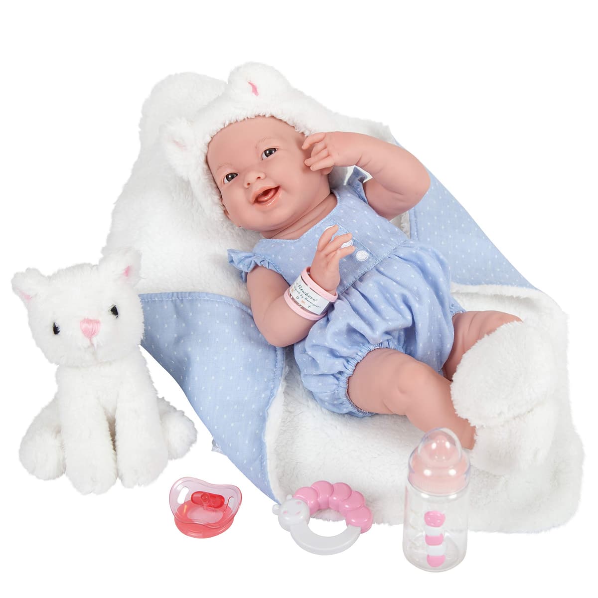 JC TOYS- Muñeca La Newborn recién Nacida de 38 cm es de Vinilo Suave, Ropa de algodón Calado y Accesorios, niña, Rosa, diseñado en España por Berenguer, 2 años — view 10