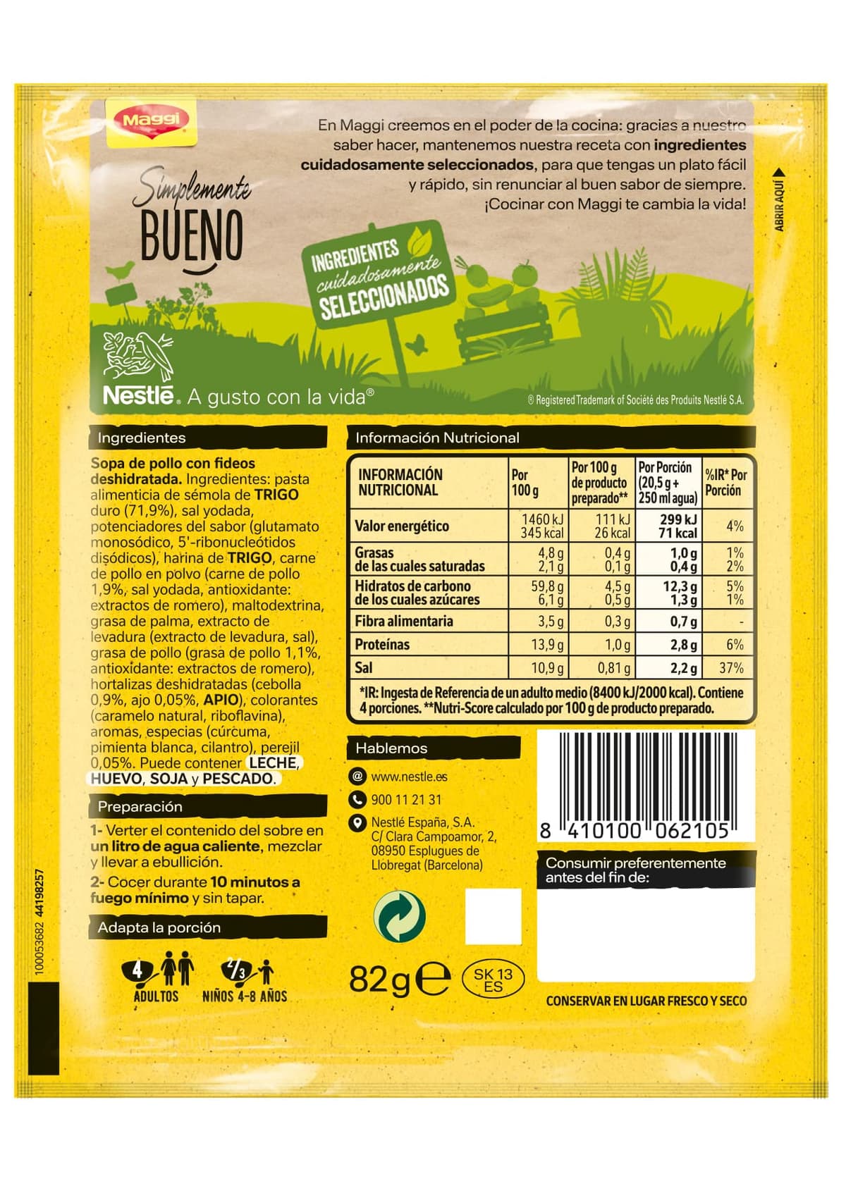 MAGGI Sopa de Pollo con Fideos Finos - Sopa Deshidratada - Pack de 18 x 82g (4 raciones por sobre) — view 2