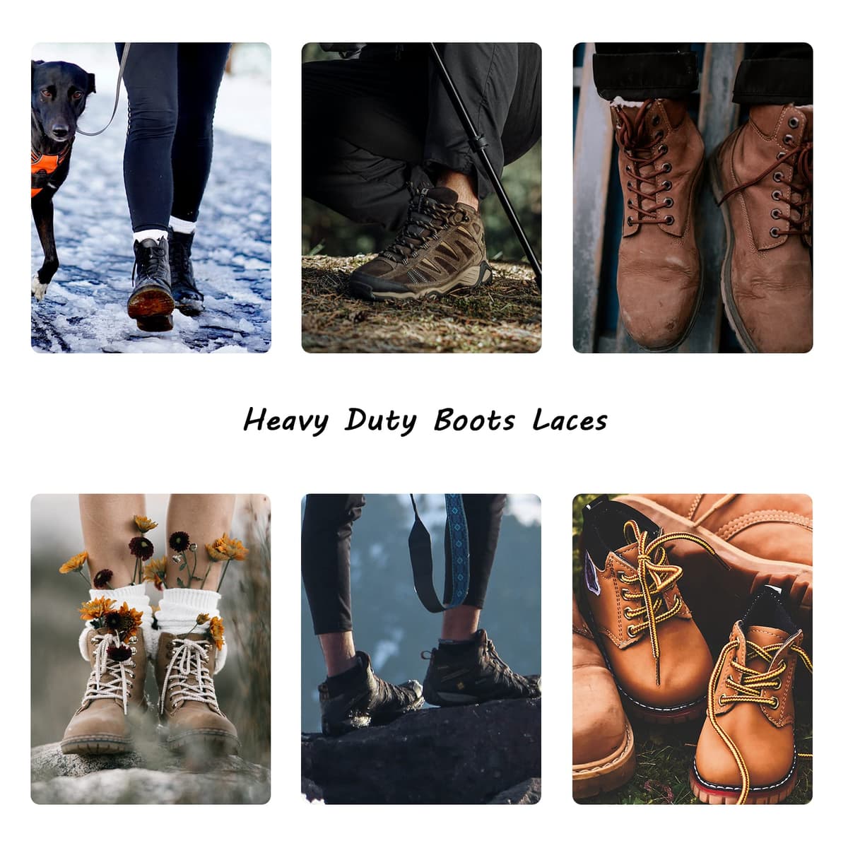 CCSOFTIME Round Work Boot Laces - Heavy Duty, Thick Replacement Laces for Men, Women, Adults - Walking, Hiking, Steel Toe, Safety, Hunting Boots — view 7