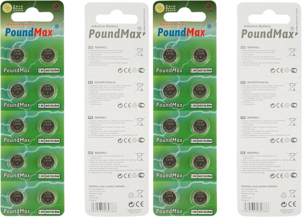 10 x AG13 LR44 1.5 V Alkaline Button Cell Battery by PoundMax — view 8