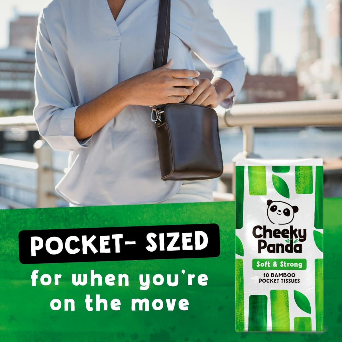The Cheeky Panda Bamboo Pocket Tissues, 8 Pack of 10 Hypoallergenic Tissues, Ultra Soft, 3-Ply, White, Travel Size — view 4