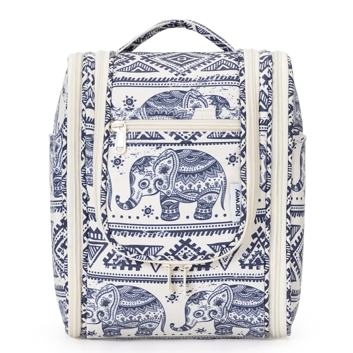 Narwey Hanging Toiletry Bag for Women Travel Makeup Bag Organizer Toiletries Bag for Cosmetics Essentials Accessories (Large, Little Blue Flower) — view 11