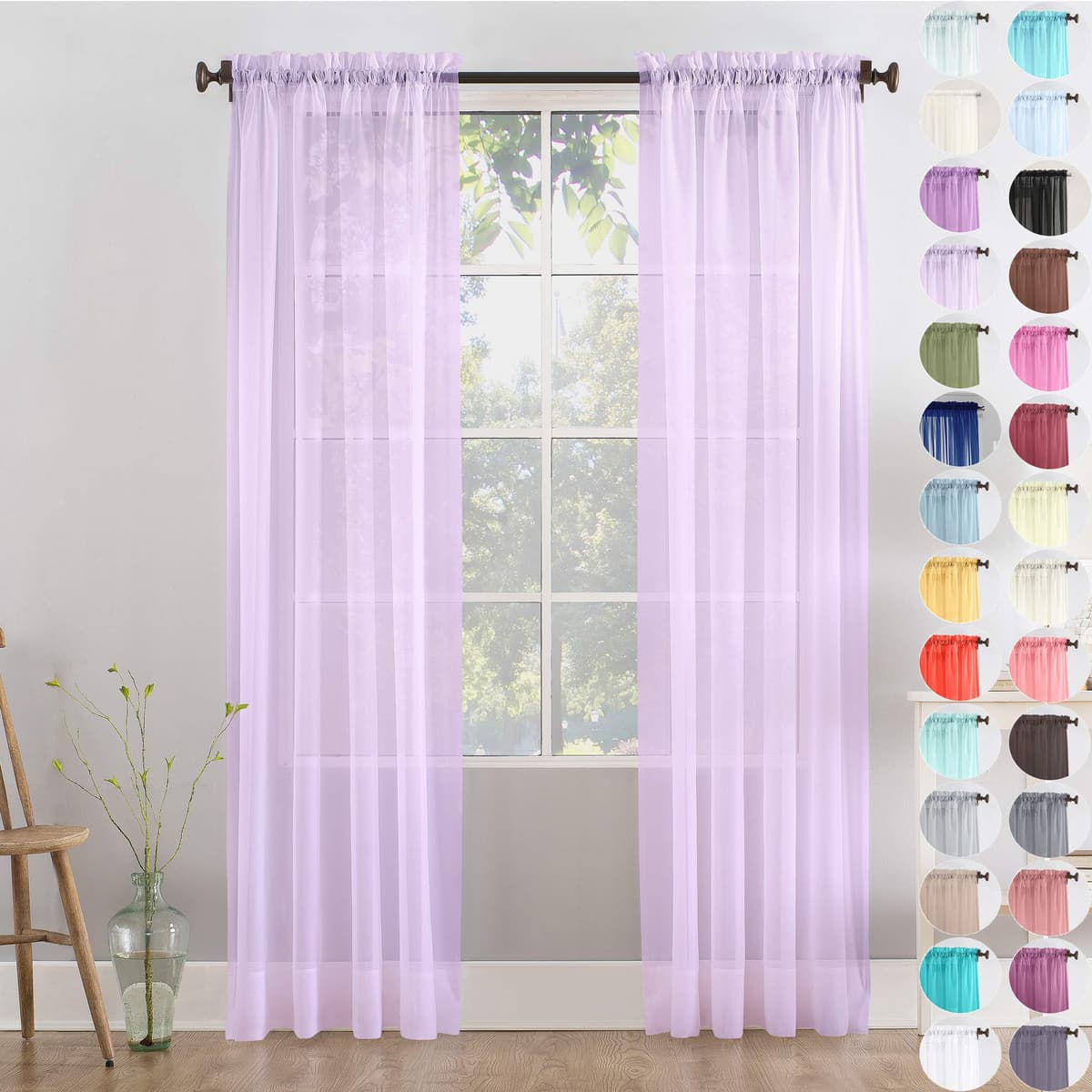 Megachest a pair of slot top voile curtains (Pure White, 56" wideX81 drop 2 Panels) — view 46