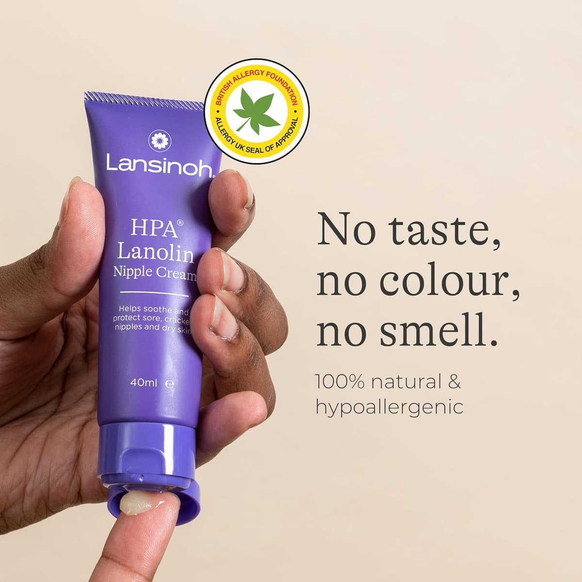Lansinoh HPA Lanolin Nipple Cream - 40ml - Sore Nipples Cracked Skin Breast Feeding 100% Natural Hypoallergenic Tasteless & Odourless BPA BPS-free Breastfeeding Hospital Bag Maternity Essentials — view 4