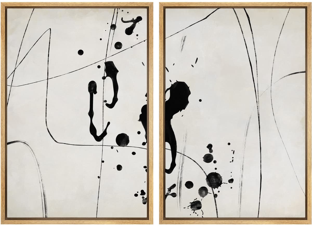 MUDECOR Framed Canvas Print Wall Art Set Watercolor Pastel Duotone Tan Landscape Abstract Shapes Illustrations Modern Art Decorative Contemporary for Living Room, Bedroom, Office - 24"x36"x2 Natural — view 71