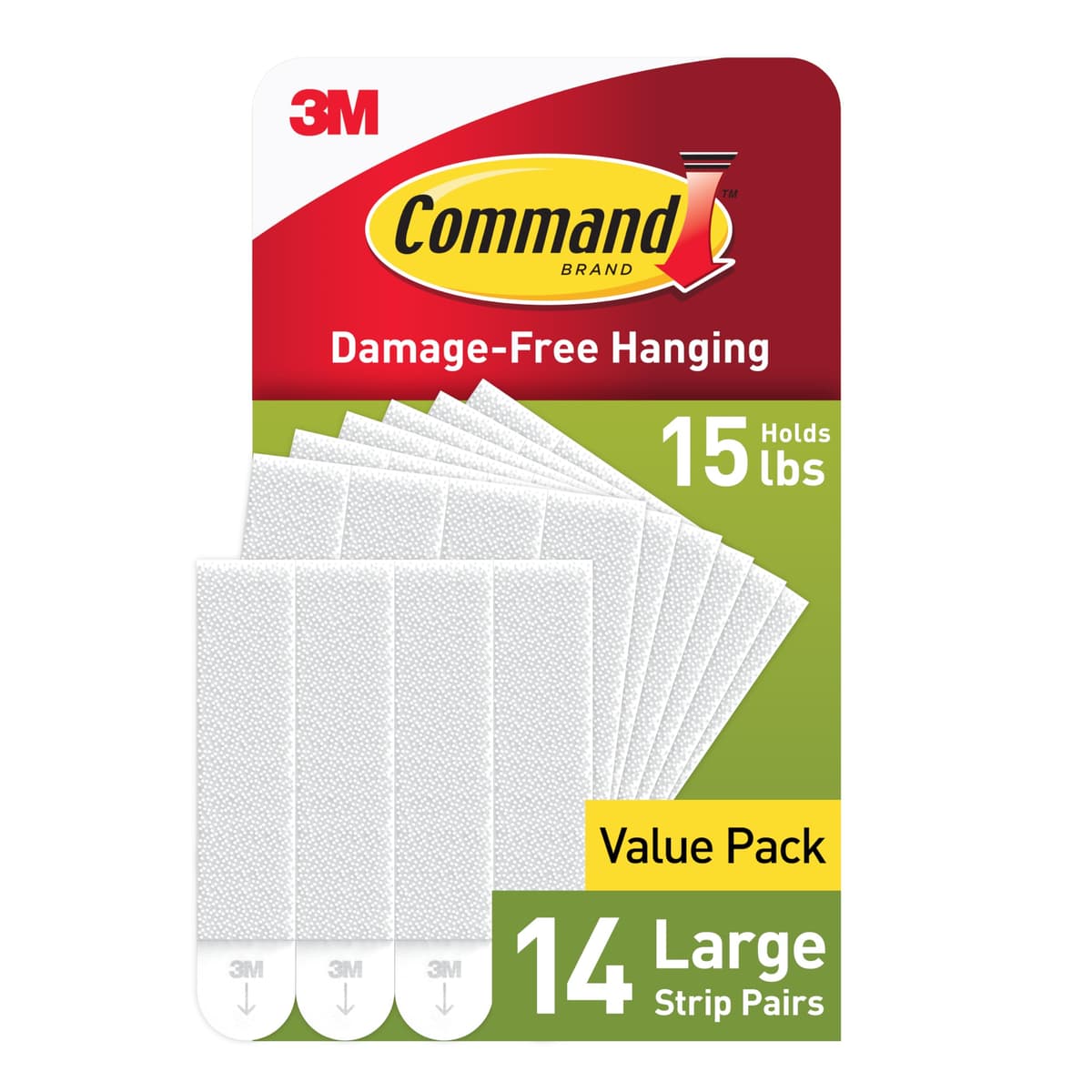 Command Picture Hanging Strips, Large, Value Pack - 14 Pairs (28 - for Frames, Mirrors, Wall décor - Damage Free Hanging, White — view 20