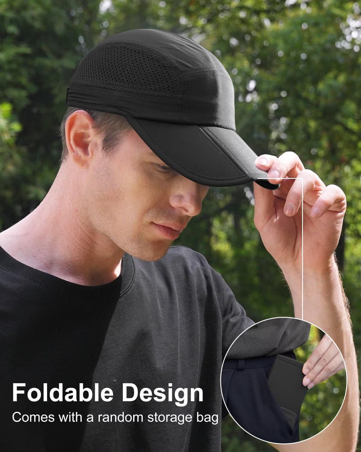 GADIEMKENSD Folding Outdoor Hat UPF 50+ Sun Protection Mesh Sport Hat — view 3