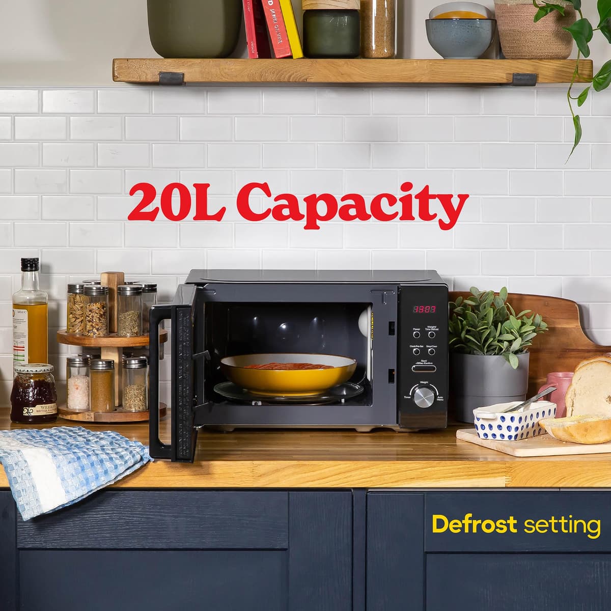 Russell Hobbs RHM2076B 20 Litre 800 W Black Digital Solo Microwave with 5 Power Levels, Automatic Defrost, 8 Auto Cook Menus, Clock and Timer, Easy Clean — view 4