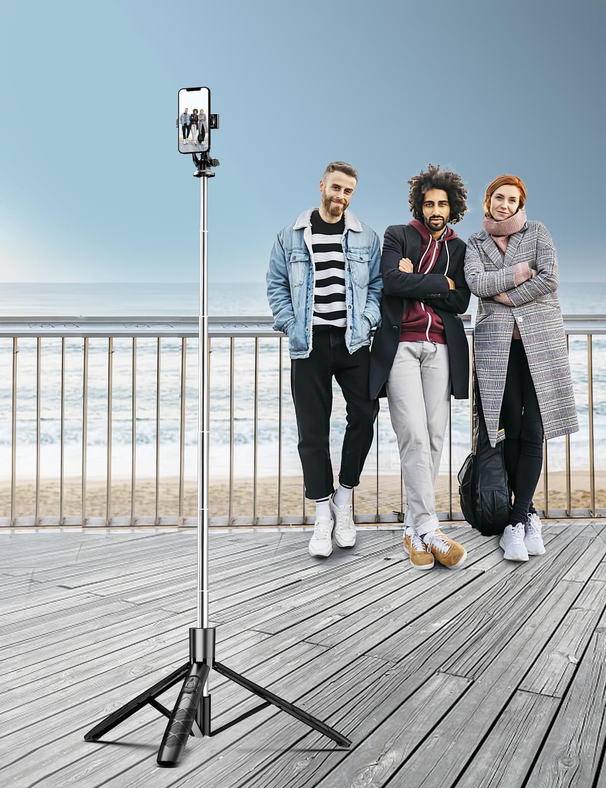 71" Phone Tripod & Selfie Stick, All in One Extendable Cell Phone Tripod with Wireless Remote, Travel Tripods Stand for iPhone 360° Rotation Compatible with iPhone Android, Camera — view 9