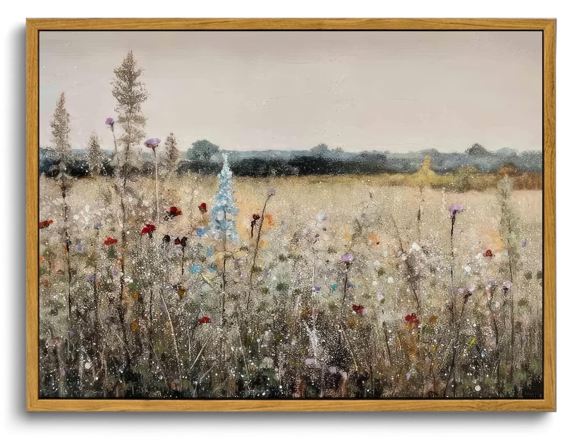 OIQArtOIQ Framed Canvas Wall Art,Vintage Decor,Landscape Nature Country Wildflower Paintings Farmhouse Pictures Modern Artwork Rustic Fall Flower Prints Cottagecore Office Living Room Bedroom Bathroom — view 9