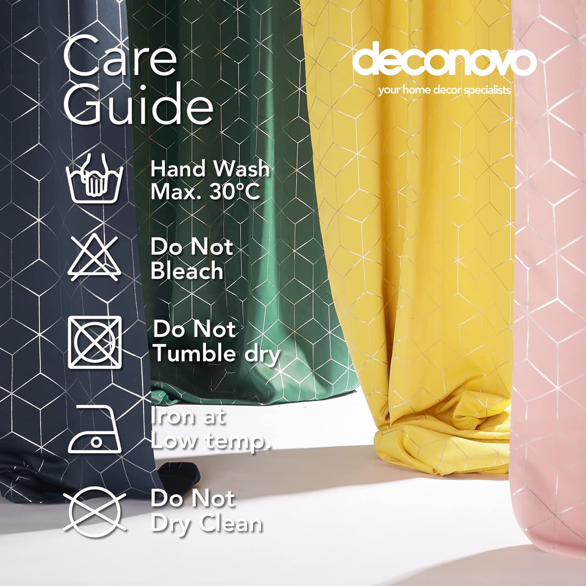 Deconovo Blackout Eyelet Thermal Curtains 54 Drop, Diamond Foil Printed Bedroom Curtains for Bedroom, 46 x 54 Inch(Width x Length), Grey, One Pair — view 4