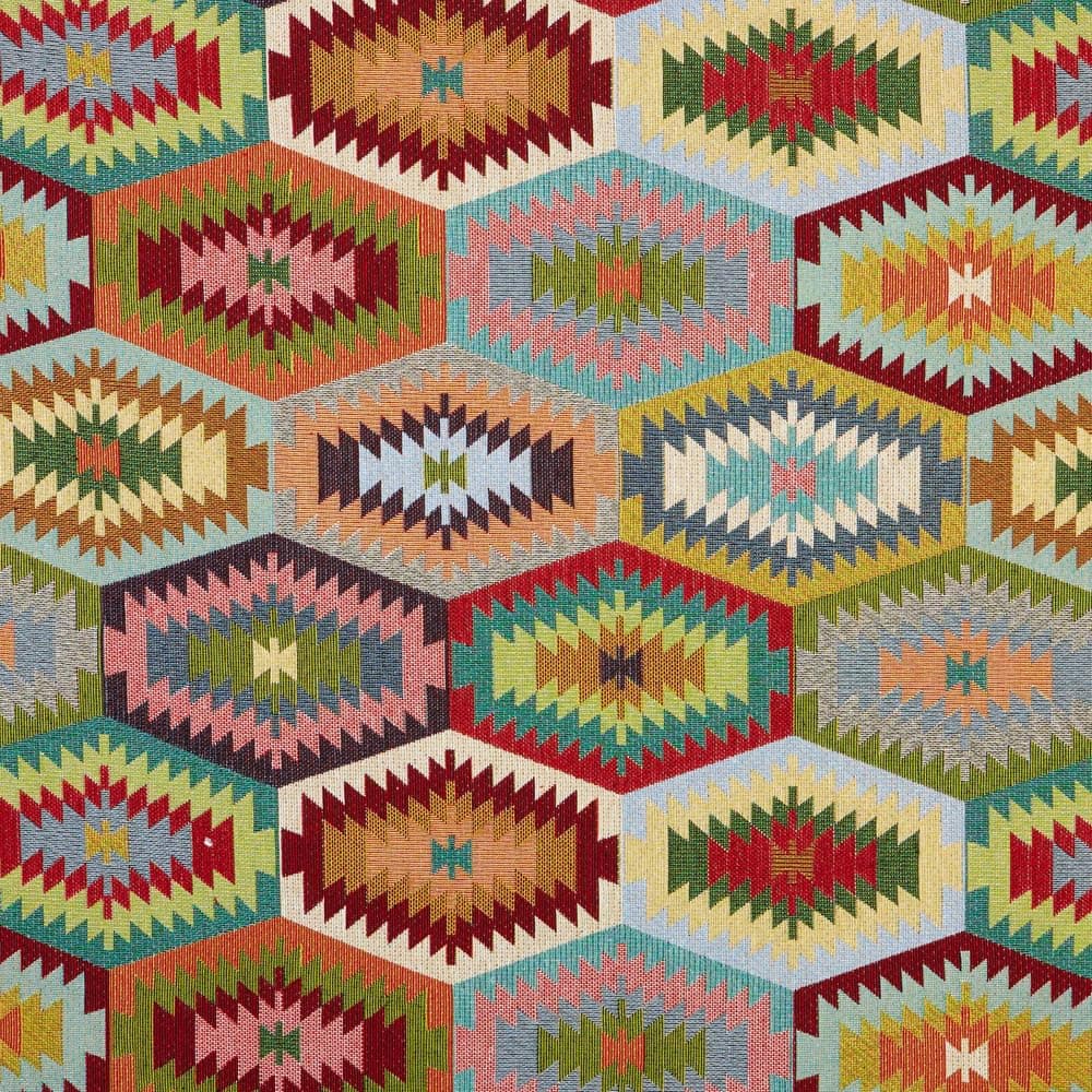 Kt KILOtela - Tela Tapicería, Jacquard Gobelino, Tapizar Sillas, Cojines, Cabecero, Sofá, Bolsos, Resistente al Desgaste, Costura, 100 cm Largo x 280 cm Ancho, Geométrico, Multicolor, 1 metro — view 37