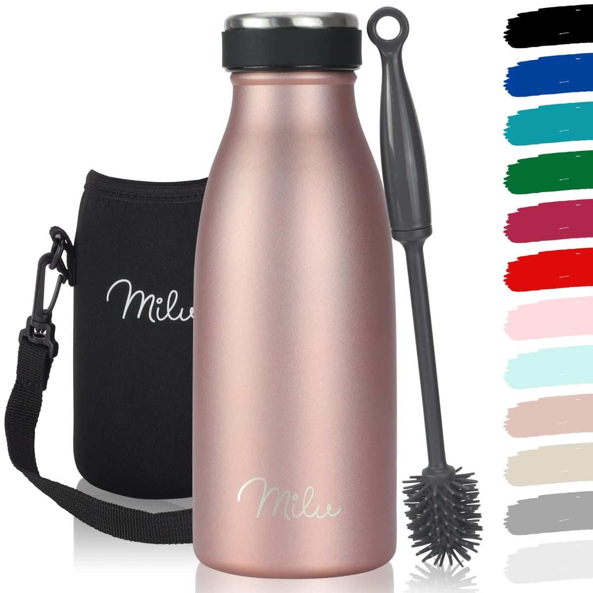 Milu Stainless Steel Drinking Bottle 1500 ml - Insulated Thermo Flask for Water - Leak Proof, Insulated and Double Walled, Carbonated (Granite Navy Blue, 1,5L) — view 27