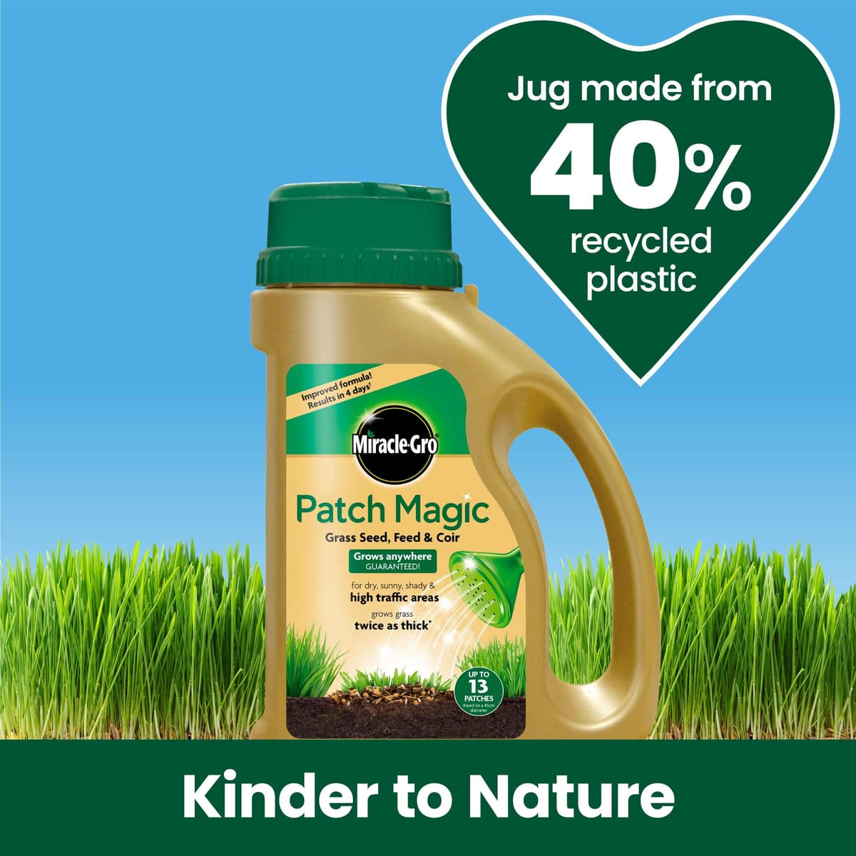 Miracle-Gro Patch Magic Grass Seed, Feed and Coir, 1015 g, Green — view 5
