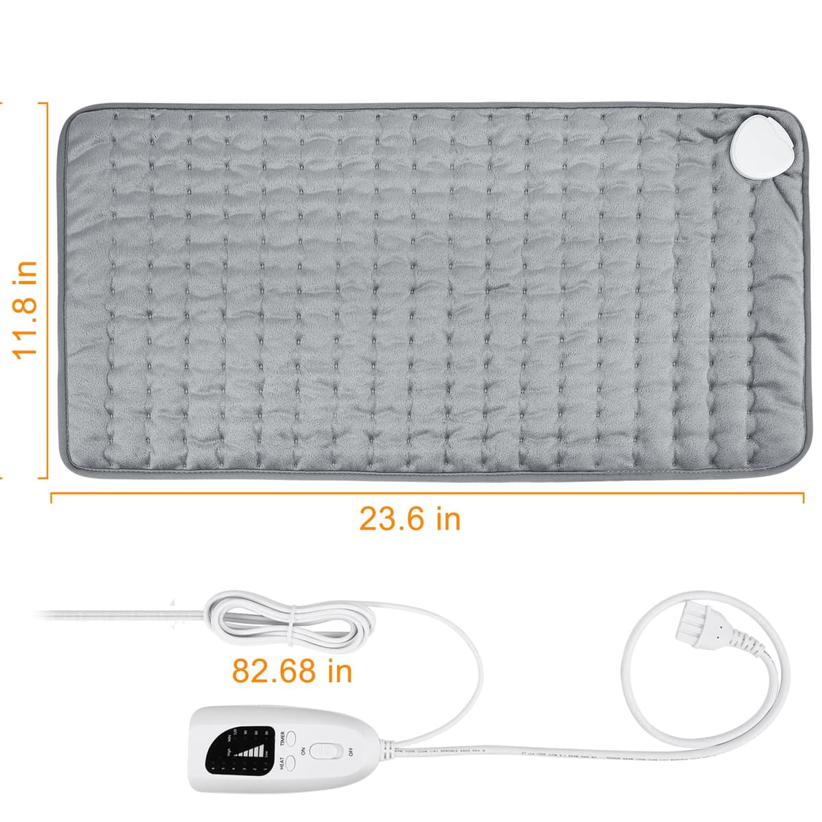 Manta Electrica，Almohadilla TéRmica,Almohadilla De Calefacción EléCtrica Con Apagado AutomáTico Y 6 Temperaturas Almohadilla De Calefacción (Gris Claro, 30x60cm) — view 5