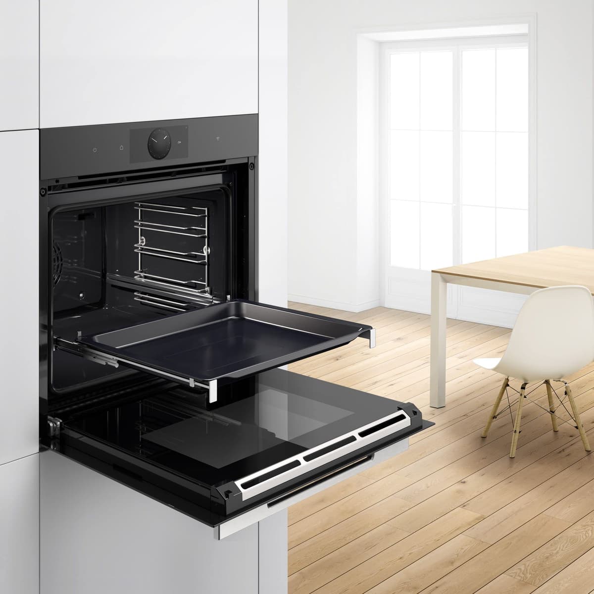 Bosch HEZ638000 Accessories for Ovens, Telescopic Extension, 1-Way Independent Levels, Stainless Steel, Made in Germany — view 2