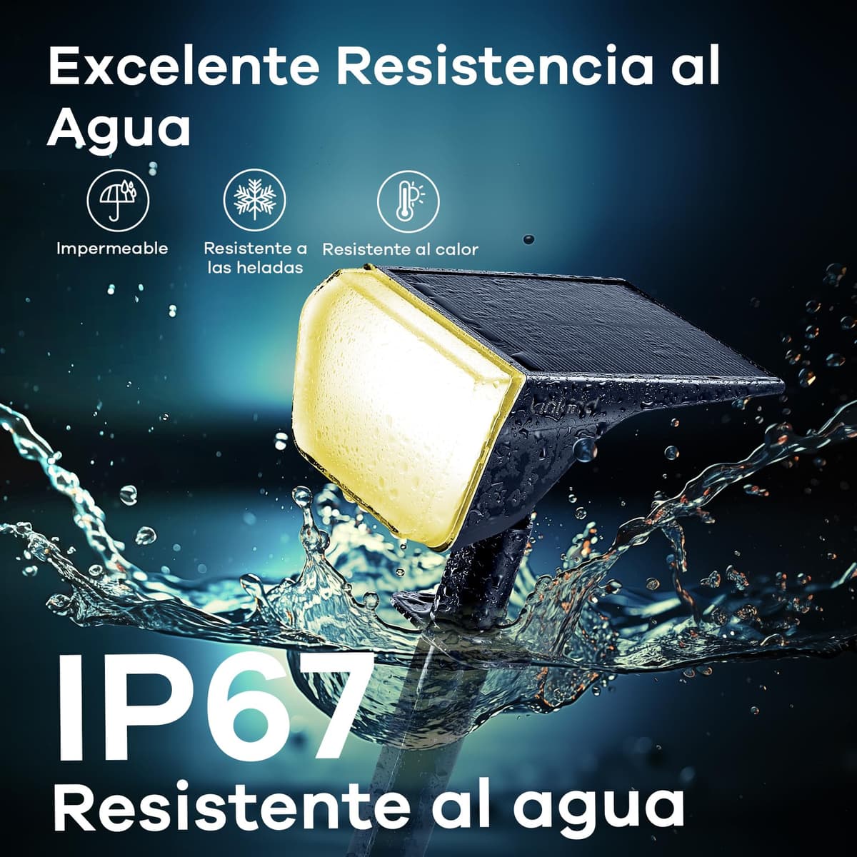 Linkind 60 LED Luces Solares Exterior Jardin,3000K Blanco Cálido Focos Solares con el modo de invierno, 800LM,Impermeable IP67 Lámparas Solares para Jardín, Patio, Calzada, Piscina,3 Piezas — view 4