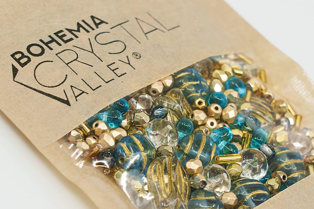 60 g Mix of Unique Czech Bohemia Glass Pressed Beads, Rocailles, Aztec Pale Gold Crystal, Matte and Glossy, Hand Made BCV — view 4