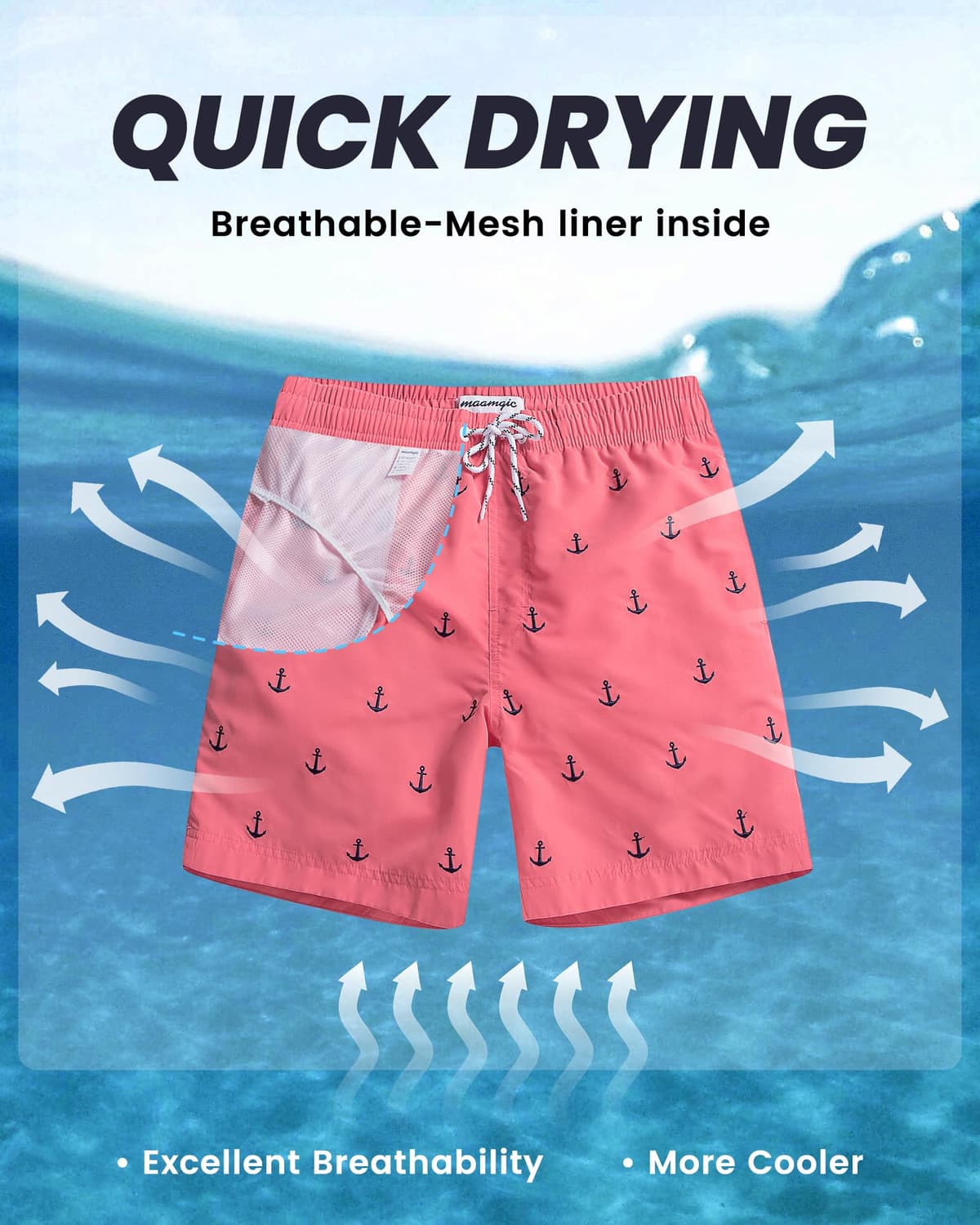 MaaMgic 2 en 1 Bañador con Forro de Compresión con Cremallera Hombre Shorts de Baño Shorts de Playa Traje de Baño para Natación Secado Rápido para Vacaciones — view 5