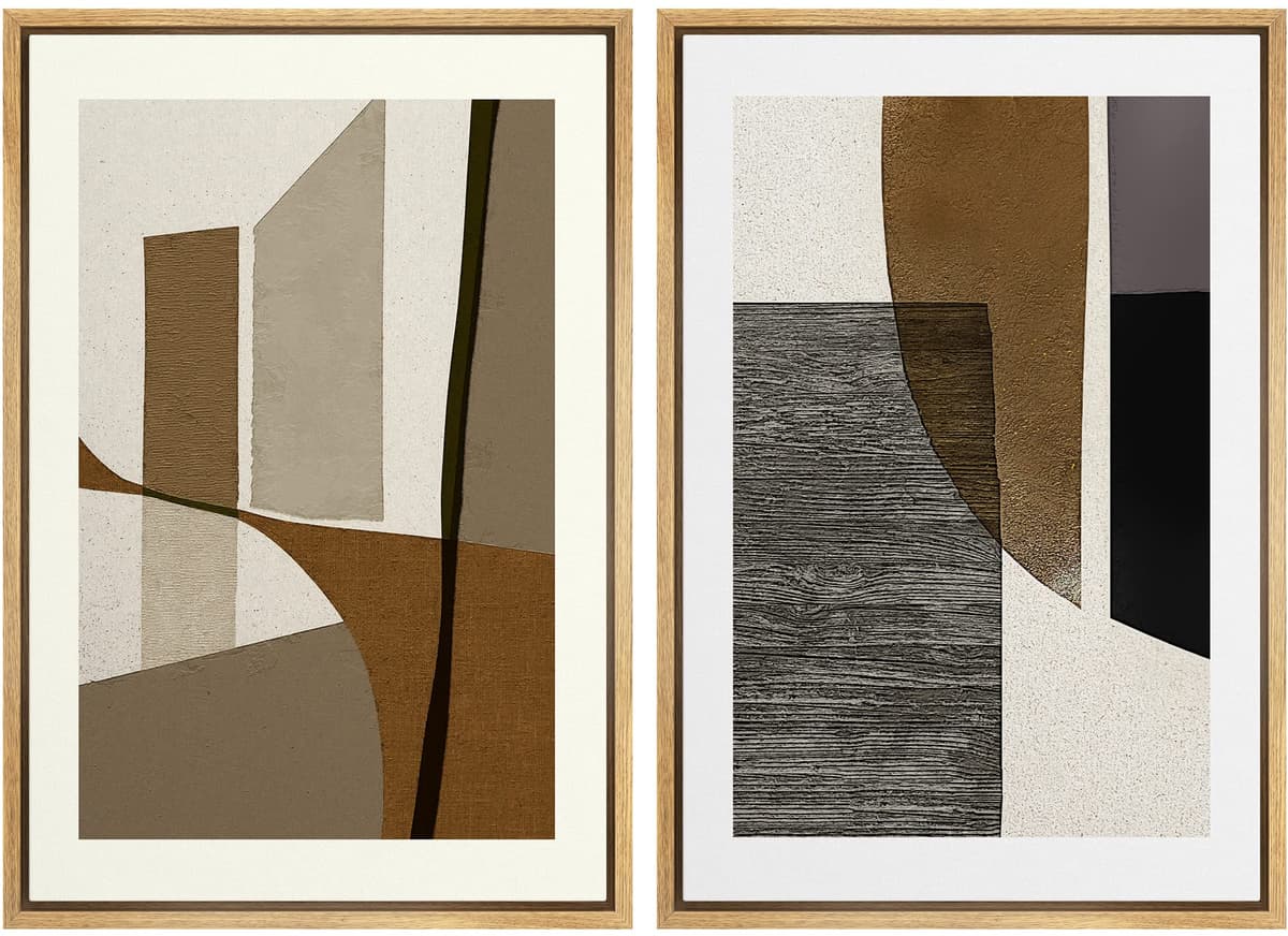MUDECOR Framed Canvas Print Wall Art Set Watercolor Pastel Duotone Tan Landscape Abstract Shapes Illustrations Modern Art Decorative Contemporary for Living Room, Bedroom, Office - 24"x36"x2 Natural — view 140