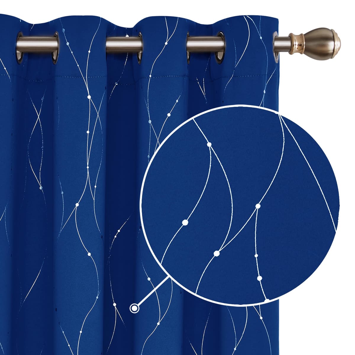 Deconovo Soft Dotted Line Foil Printed Blackout Curtains Thermal Insulated Curtains Eyelet Energy Efficiency Room Darkening Curtains for Bedroom 52 x 72 Inch Light Grey 2 Panels — view 22
