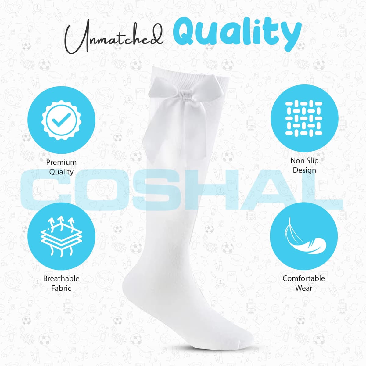COSHAL® 3 Pairs Girls Knee High School Socks Cotton Socks with Fluffy Ribbons Bow, Back to School Socks Uniform Party Wear Long Socks Girls Bow Knee High School Socks — view 6