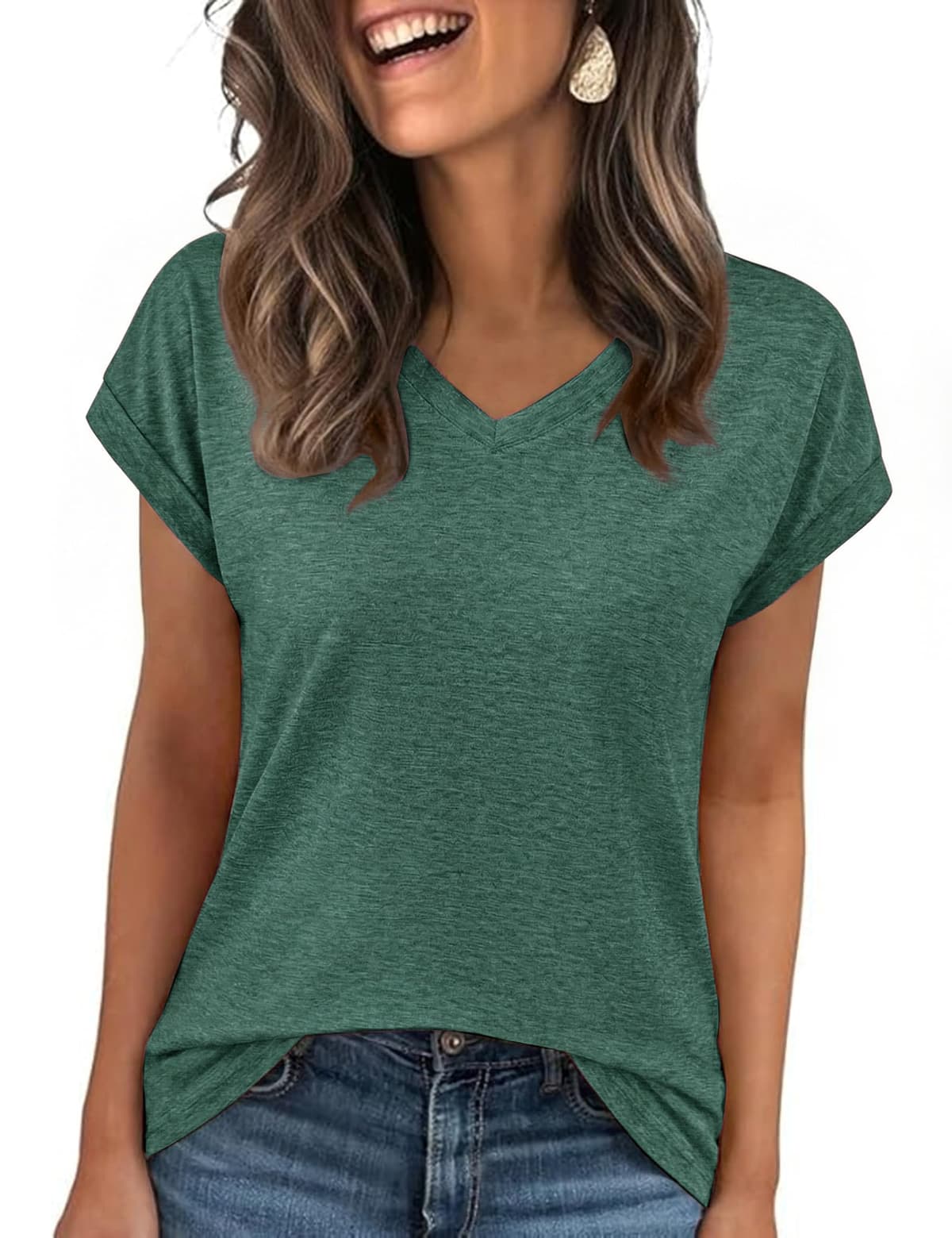Camisetas Manga Corta Mujer en Colores Variados Camiseta Basica Mujer de Algodón Transpirable y Relajada para Diario — view 11