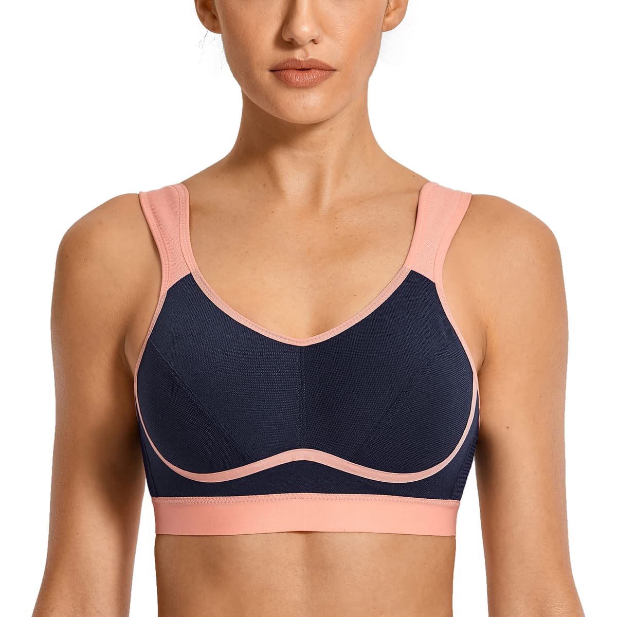 SYROKAN Women's Comfort Sports Bra High Impact for Large Breasts Wireless Stretch Support Bounce Control — view 13