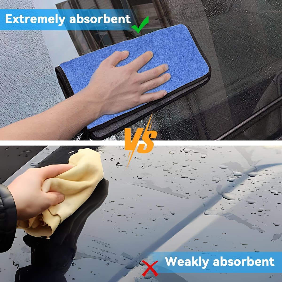 Set of 10 Microfibre Cloths, Car Drying Cloths, Absorbent and Lint-Free Microfibre Cloths, Versatile Cleaning Cloths, for Car Polishing, Kitchen (30 x 40 cm, Blue) — view 3