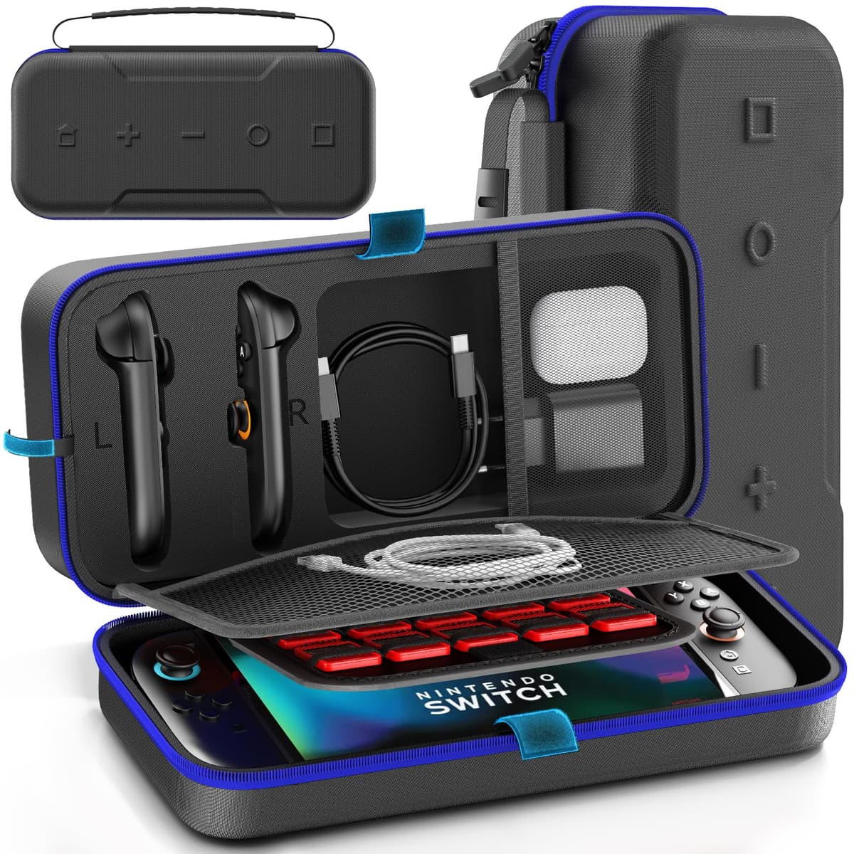 Funda para Nintendo Switch 2025, Bolsa de Transporte para Switch 2 para Joy-Con 2 y Consola, Funda de Viaje para Switch 2 para 24 Tarjetas de Juego y Accesorios, Organizador Cable y Adaptador-Negro — view 17