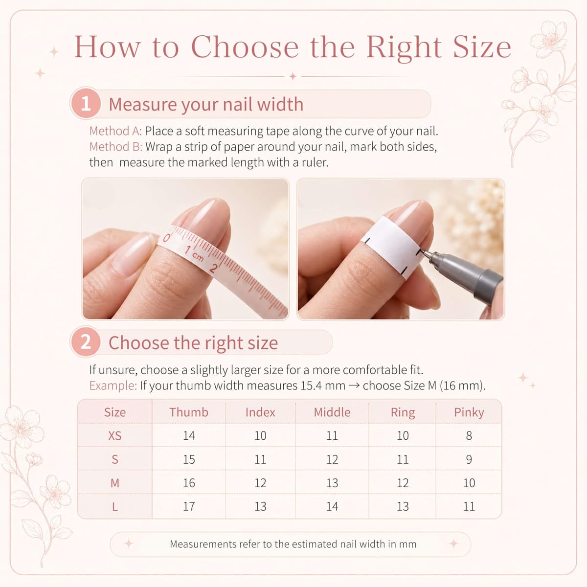 Sun&Beam Nails Handmade Press On Nails Short Square Nude Pink Blue Floral Glossy 10 Pieces Easy At Home Manicure for Everyday Wear (#013 XS) — view 4