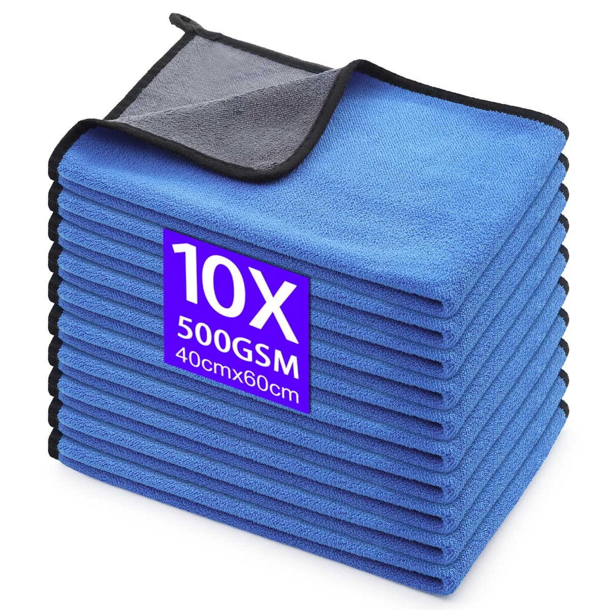 Set of 10 Microfibre Cloths, Car Drying Cloths, Absorbent and Lint-Free Microfibre Cloths, Versatile Cleaning Cloths, for Car Polishing, Kitchen (30 x 40 cm, Blue) — view 8