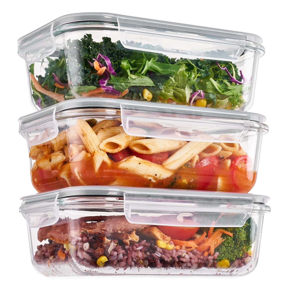 Vtopmart Set de 8 Unidades Recipientes de Cristal para Alimentos, Recipientes de Vidrio Hermeticos con Tapa, Reutilizables, Apilables, Apto Lavavajillas y Microondas,Libre de BPA — view 11