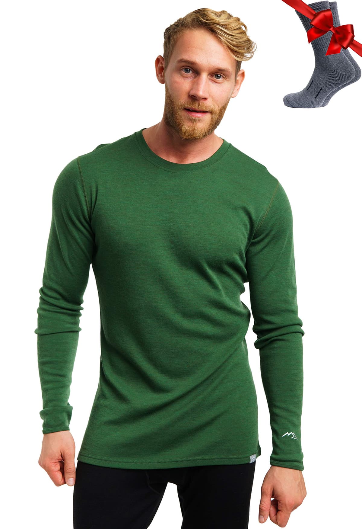 Merino.tech Camiseta Lana Merino Hombre - Deportiva Ropa Térmica 100% Lana Merino Ligero, Medio, Pesado con Calcetines — view 24