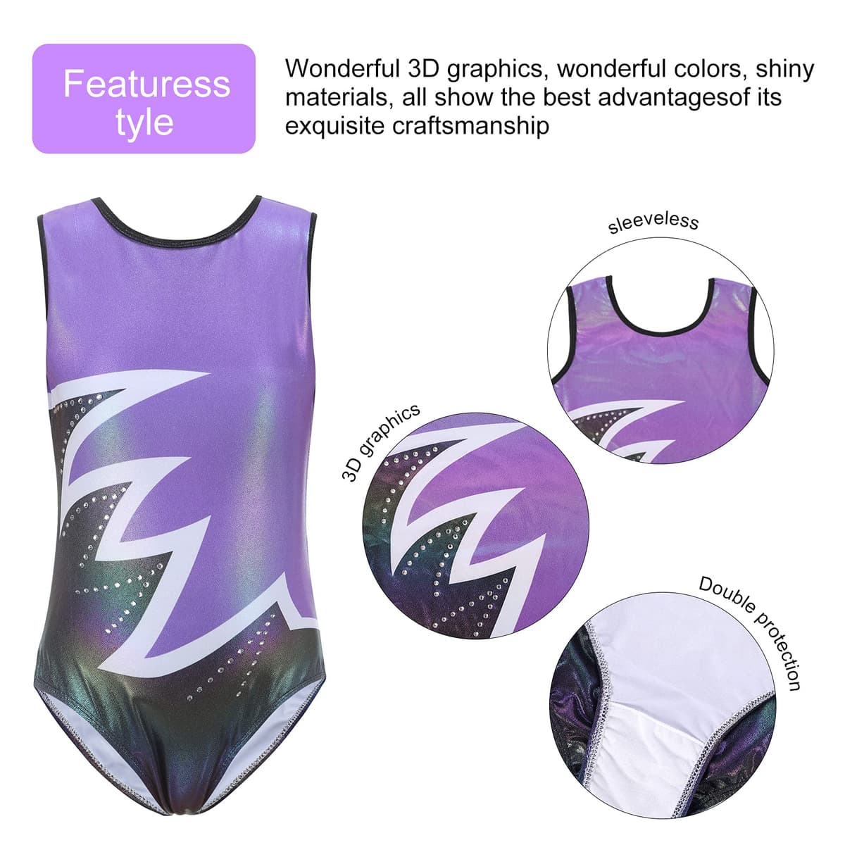 Bezioner Maillot de Gimnasia Leotardos de Danza Body Ballet Clásico Sin Mangas/Manga Larga para Niña 3-14 Años — view 4