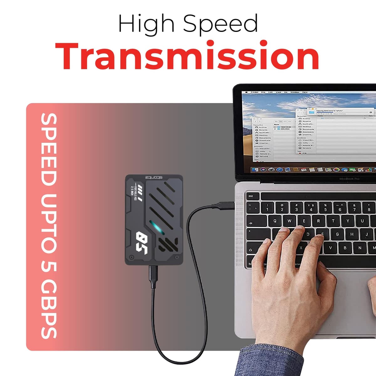 Storite Disco duro externo 1 TB USB 3.0 ligero para copia de seguridad y almacenamiento de datos, disco duro portátil para juegos, ordenador portátil, Mac, ordenador de sobremesa — view 4