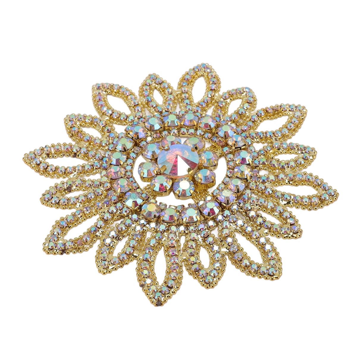 Glass Rhinestone Sunflower Round Flower Shape Decor with Circular Stereoscopic Appearance, Dazzling Brilliance for Clothing Shoe Bag Jewelry Decoration