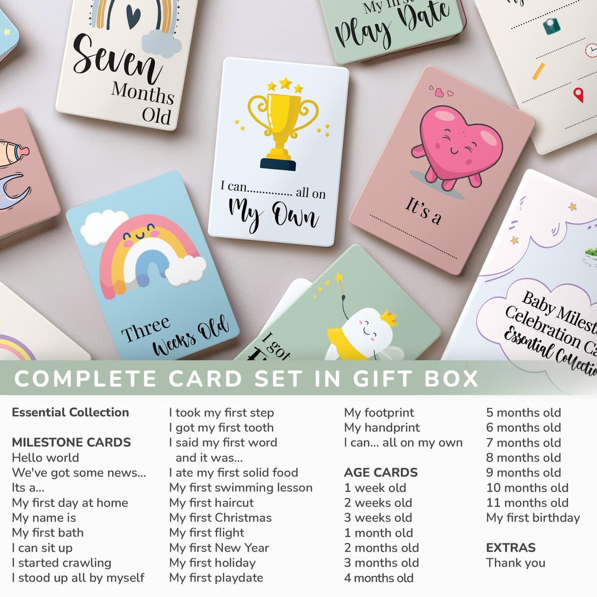 Tiny Trees® 40 Baby Milestone Cards in Gift Box - Baby Shower Gifts for Mum - New Baby Gift for Boy or Girl - Unisex Milestone Baby Cards for New Parents & Newborn Essentials, Pregnancy Keepsake — view 4