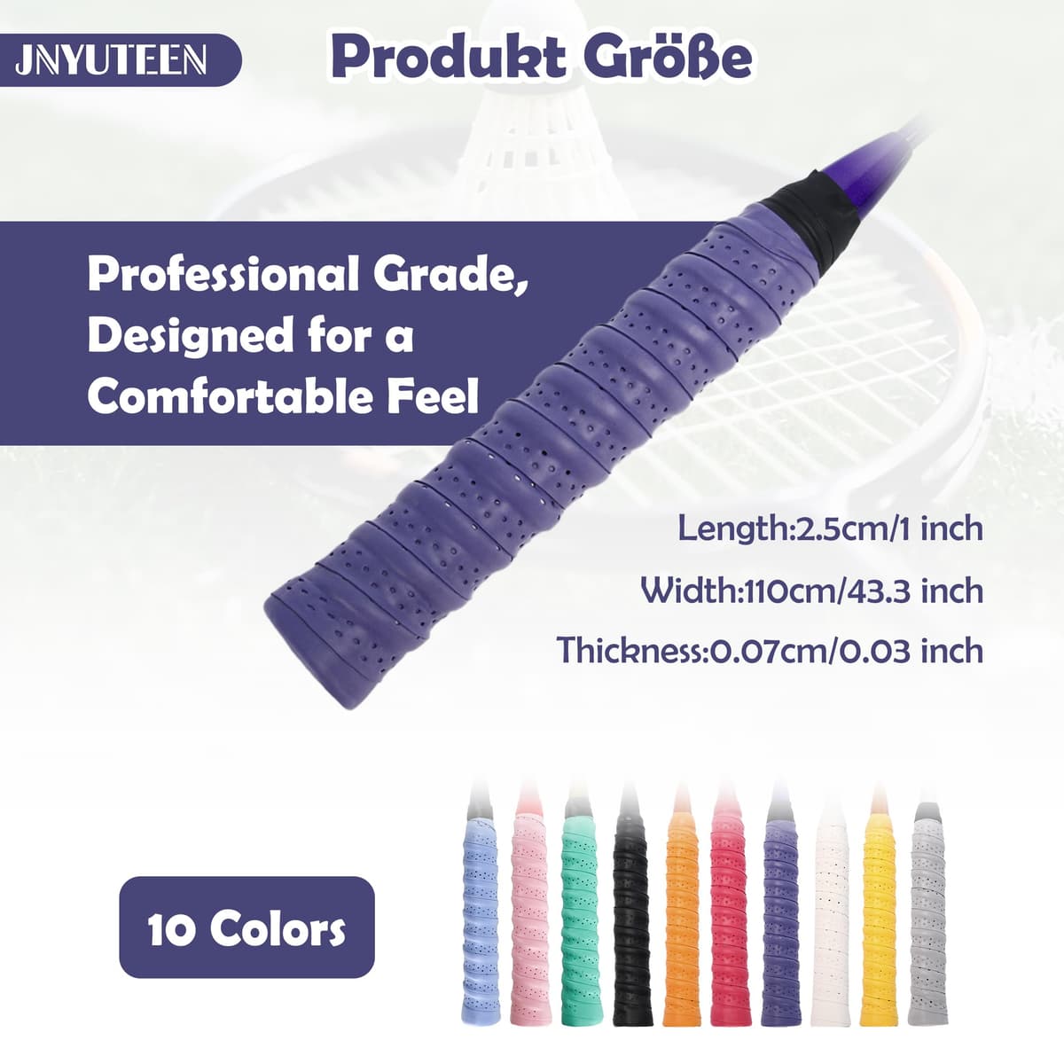Cinta de Agarre para Raqueta de Tenis 10 Piezas, Overgrip de PU Antideslizante para Raqueta de Bádminton, Cinta Absorbente de Sudor para Tenis y Bádminton para Ping Pong y Caña de Pescar — view 2