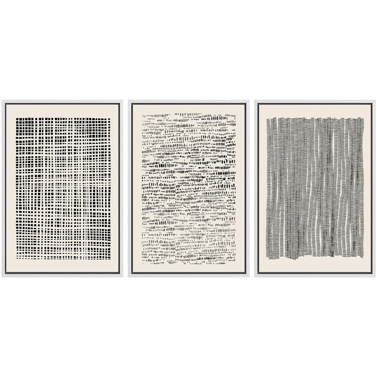 SIGNWIN Framed Canvas Print Wall Art Set Blue White Grunge Geometric Pattern Abstract Shapes Cozy Neutral Decorative Contemporary Minimal for Living Room, Bedroom, Office - 24"x36"x3 Natural — view 75