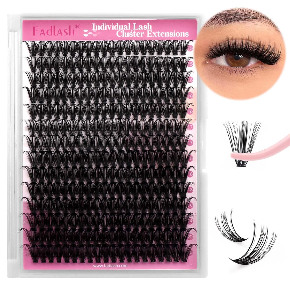 Extensión de Pestañas Individuales Cluster 40D 0.07 D Curl 15-20mm Mixed Prefabricadas Ruso Pestañas extensión de pestañas caseras DIY