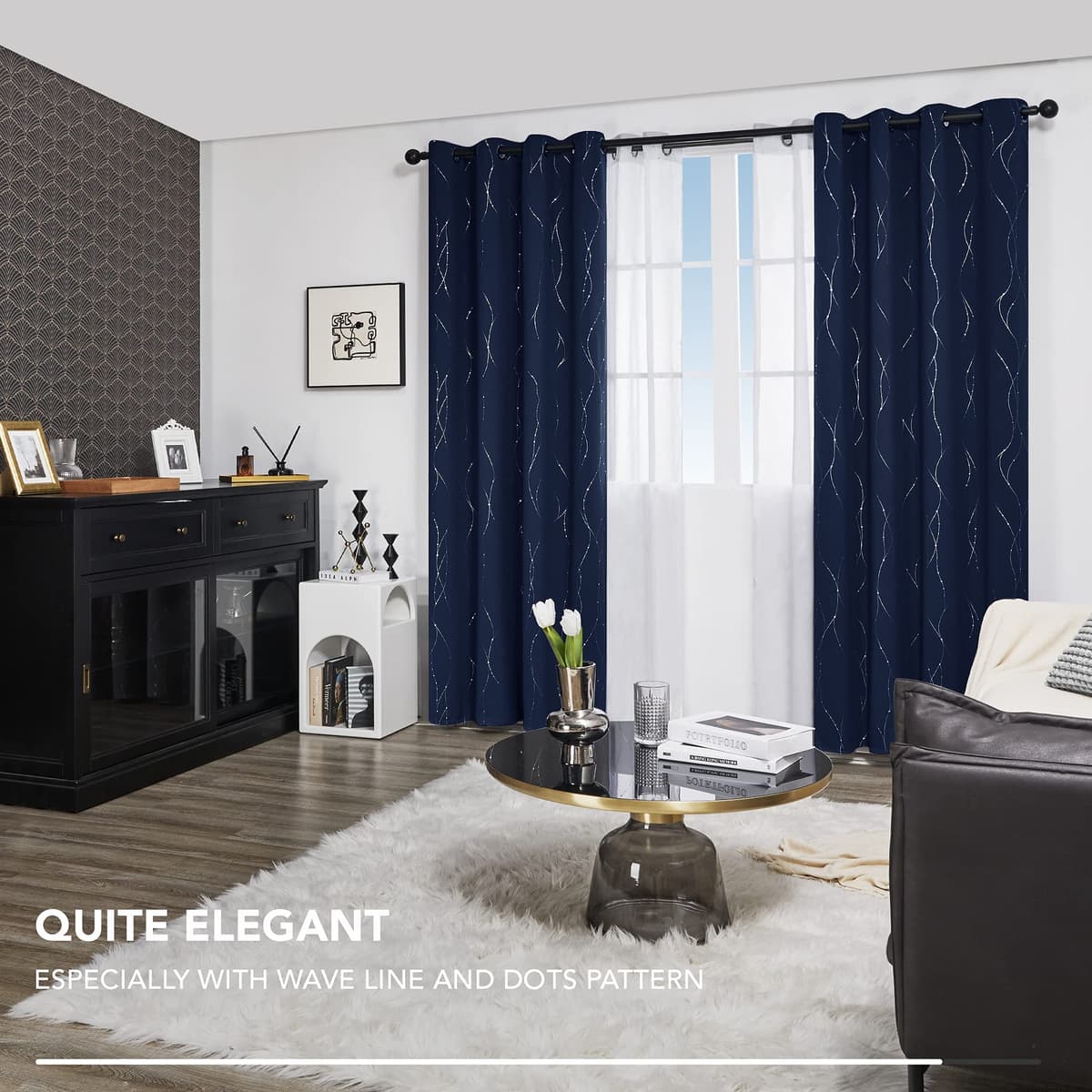 Deconovo Thermal Insulated Blackout Curtains Energy Saving Decorative Room Darkening Curtains Nursery Curtains for Kitchen 66 x 72 Inch Navy Blue 2 Set of 2 — view 4