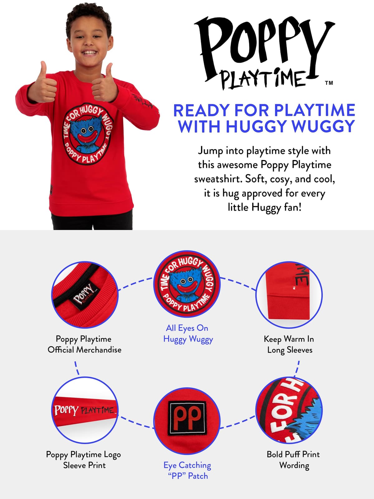 Poppy Playtime Sudadera Niño, Sudaderas Niños De Huggy Wuggy, Ropa Niños De Algodón para Gamers — view 7