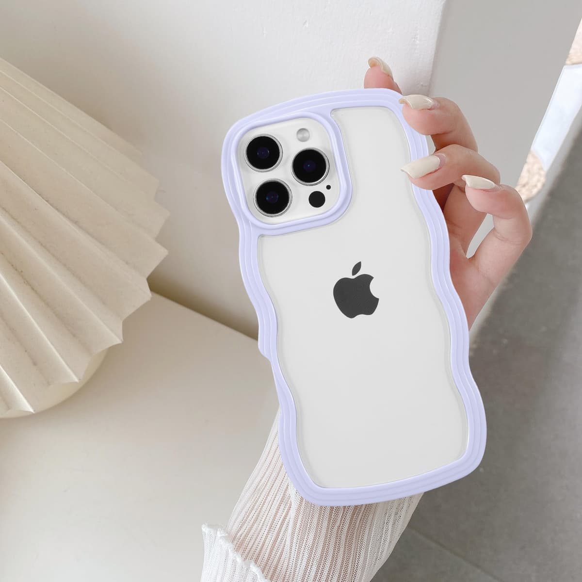 QLTYPRI Compatible with iPhone 11 Case, Cute Curly Wave Frame Clear Case for Girls Women, Transparent Soft Silicone TPU Bumper Shockproof Protective Phone Cover for iPhone 11 - Purple — view 113
