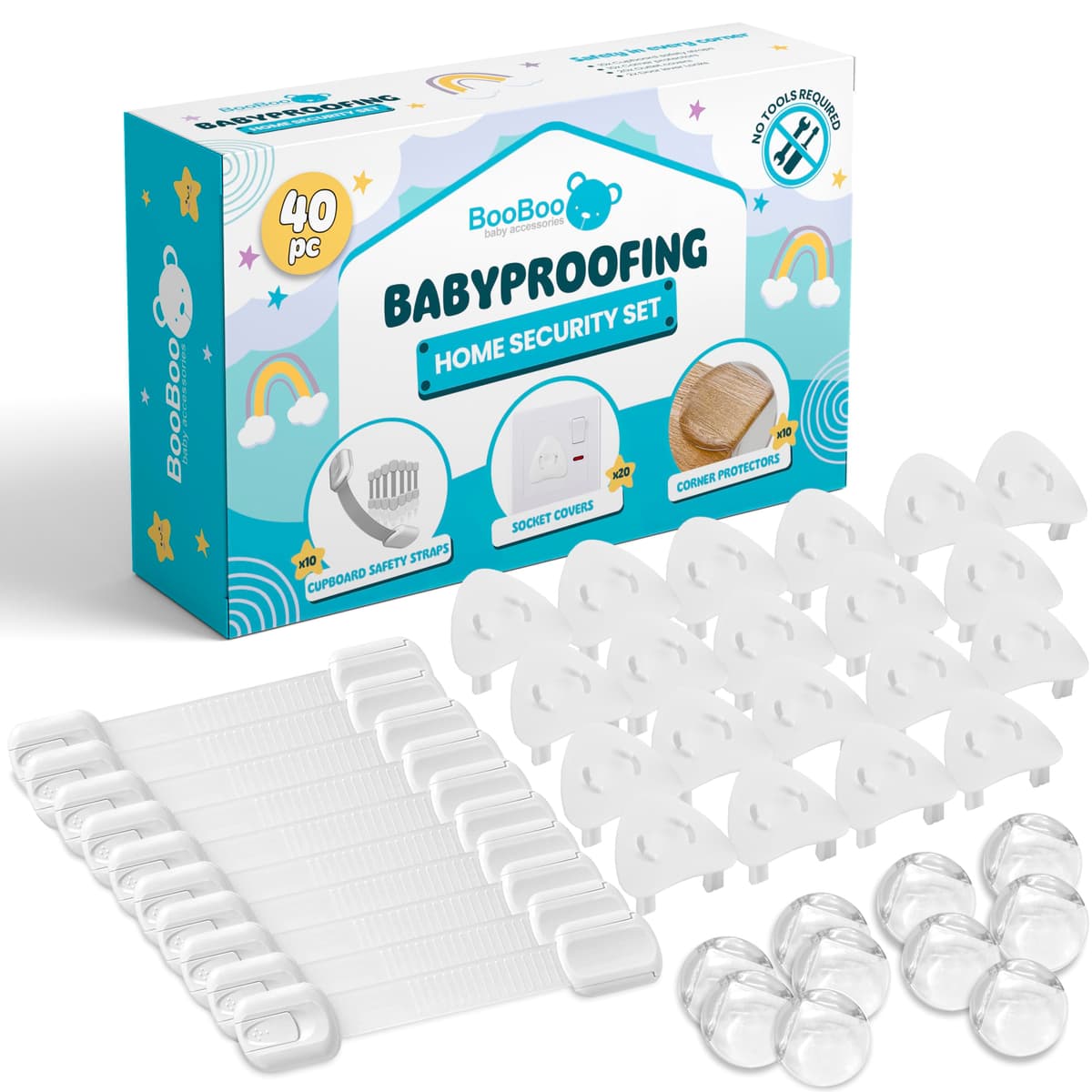 BooBoo Baby (10 PACK) Premium Child Locks For Kitchen Cupboards, Child Proof Cabinet Locks, Drawer Locks Baby Proofing Cabinets with No Drilling, Extra strong Adhesive + 4 Extra Stickers — view 8