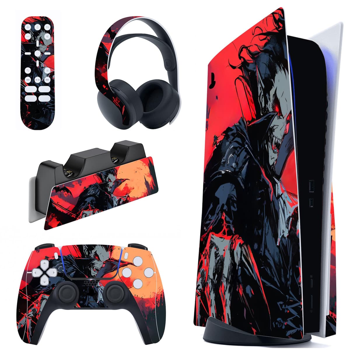 PlayVital Calcomanía Vinilo para ps5 Edición Disc - Pegatina Completa para Consola, Control, Base de Recarga, Control Remoto y Audífonos, Cubierta Protectora Adhesiva(Efecto de Mármol Dorado Rosa) — view 22