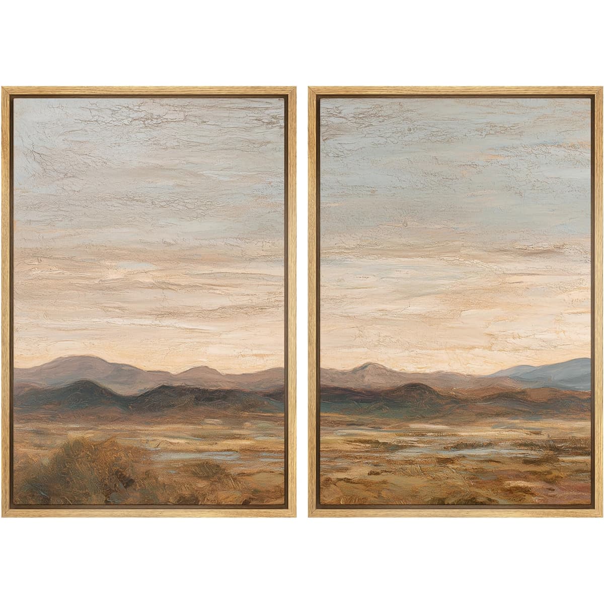 MUDECOR Framed Canvas Print Wall Art Set Watercolor Pastel Duotone Tan Landscape Abstract Shapes Illustrations Modern Art Decorative Contemporary for Living Room, Bedroom, Office - 24"x36"x2 Natural — view 99
