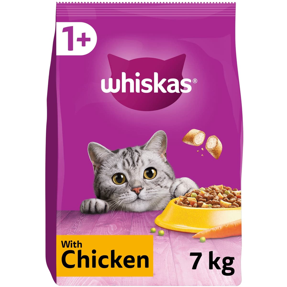 WHISKAS Adult Dry Cat Food 7kg with Chicken